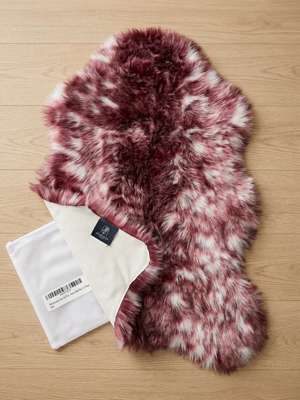 Phantoscope Dark Red Faux Fur Sheepskin Shag Area Rug 2x3 New NIP